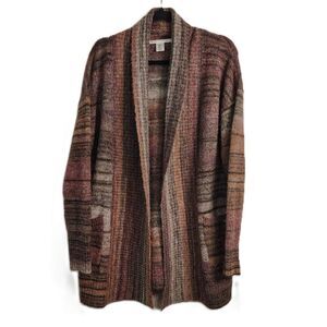 MAX STUDIO Cozy Open Cardigan MEDIUM Women's Wool Blend Long Sleeve Sweater